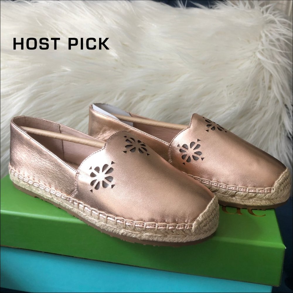 *2x HP* NIB! Kate Spade Gold Slip-On Espadrilles
